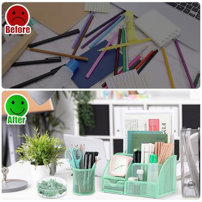13-in-1 Office Desk Organizer Set for Back to School Supplies Accessories - color: Green