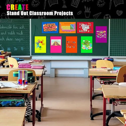 Poster Board 11 x 14 Inches, 64 Sheets Neon Paper 8 Color Fluorescent Paper Bright Cardstock 250 GSM/90 lb for Craft Project Presentation Drawing Graphic Display - color: Neon