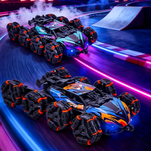 NEXBOX Cool 8 Wheels Hand Controlled RC Stunt Car Toys, Xmas Gifts and Birthday Presents for Kids, Gesture Sensing Remote Control Cars for Boys Age 6 7 8-10 11 12 Year Old - color: Purple
