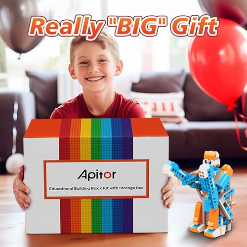 Apitor Robot S Robot Building Kit, 10 in 1 Programmable APP RC Airplane Robotics Coding Kit, Includes Large Storage Organizer with Sorting Plate, Birthday Gifts for Boys Girls Aged 7-12 (389 Pcs) - style: Robot S(Storage)