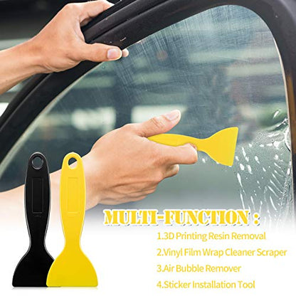 Mudder 12 Pieces Plastic Spatula Putty Knife Scrapers, Black, Yellow - color: Black, Yellow