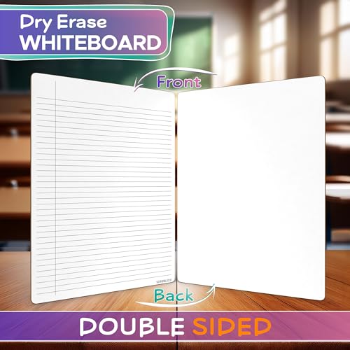 Scribbledo Dry Erase Board with Lines for Desk, 9x12 Notebook, Double Sided