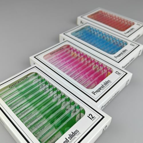 48pcs Plastic Prepared Microscope Slides of Animals Insects Plants Flowers Sample Specimens for Microscopes