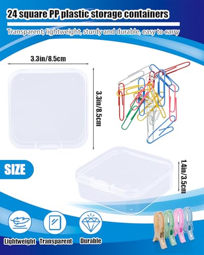 Small Plastic Case, 24 Pack Clear Plastic Beads Storage Containers Clear Craft Storage Boxes Mini Storage Containers For Small Items, Crafts, Jewelry, Hardware (3.3 x 3.3 x 1.2 inches) - size: 3.3 x 3.3 x 1.2 inches