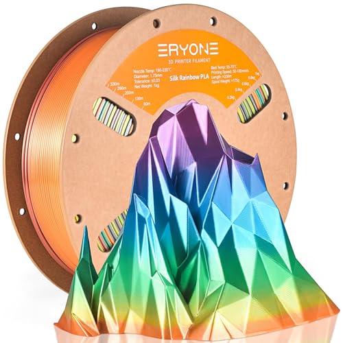 ERYONE Silk Rainbow 3D Printer PLA Filament 1.75 +/- 0.03mm, Shiny Multicolor Filament PLA Fast Color Gradient 1KG(2.2LBS), Mountain Mirage Rainbow - color: Silk Rainbow Mountain Mirage, size: 1KG