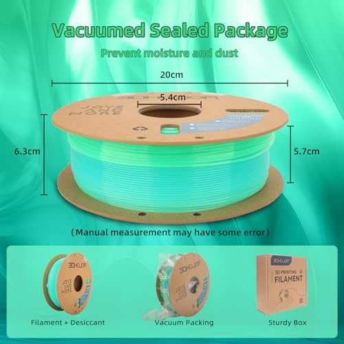 3DHoJor Transparent Multi Rainbow Color Gradient Change PLA 1.75mm 1KG 3D Printing Filament Crystal Rainbow PLA Clear PLA Filament with Cardboard Spool -Prairie - color: Prairie