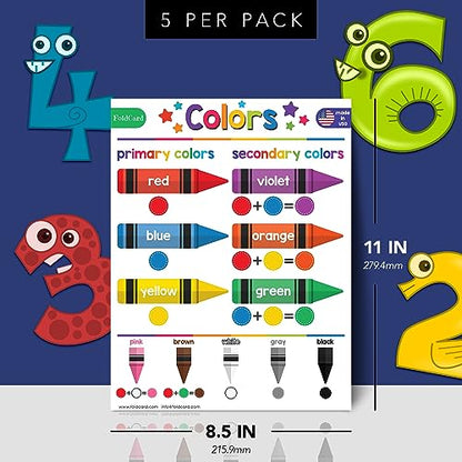 FoldCard Colors Chart Educational Poster 8.5x11 5pk - color: Colors