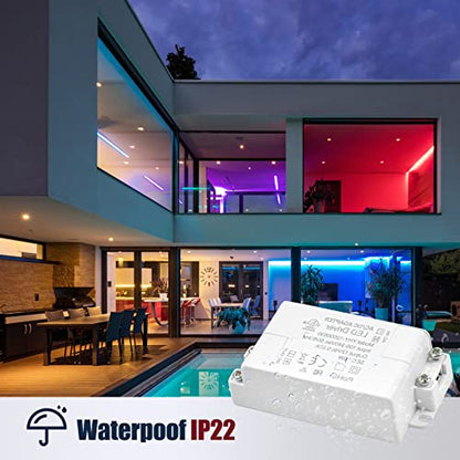 Lustaled 10W DC 12V LED Driver Transformer - 110V AC to 12V DC Constant Voltage Switching Converter - Waterproof IP22-2-Pack - style: 10W 12V - 2 Pack