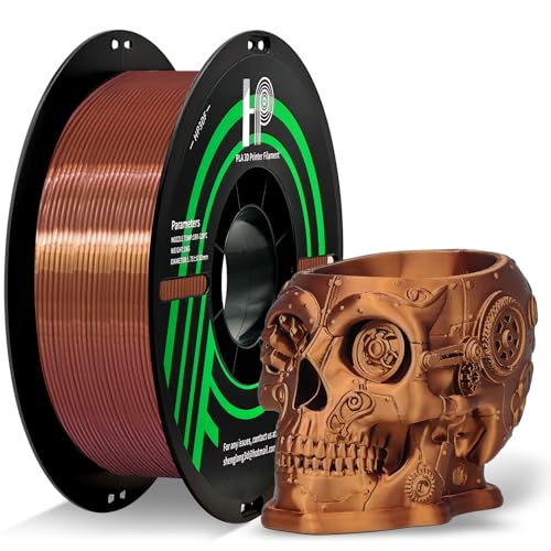 HP3DF PLA Filament, Silk PLA, 3D Printer Filament, PLA Filament 1.75mm Dimensional Accuracy +/- 0.02mm, 1KG Spool (2.2 lbs), Fit Most FDM Printer (Silk Copper) - color: Silk Copper Pla