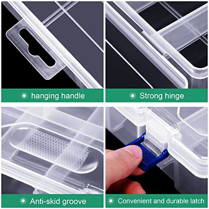 Honoson 6 Pack Fishing Tackle Box Organizer, Clear Waterproof Movable Tray