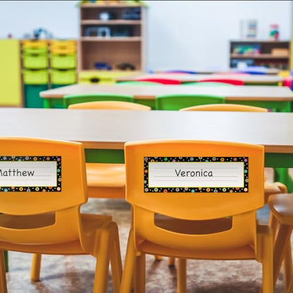 Creative Teaching Press Dots on Black Name Plates (4499), Multi/Black, 3-1/2 X 9 in - color: Dots on Black