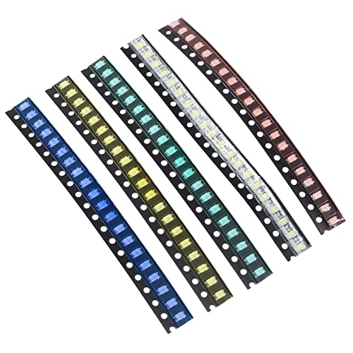 1206 SMD LED Kit 100pcs 5 Colors SMD LED Diode Lights Kit Super Bright Lighting Bulb Lamps,Electronics Components Light,Emitting Diodes (Mini Chip 0.12 x 0.06 inch) - style: 1206