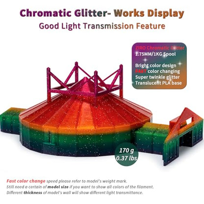 ZIRO Fast Color Change Twinkling PLA, 1.75mm Filament, Chromatic Glitter - color: Chromatic Glitter