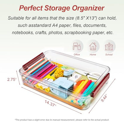 CATOOMUU 2-Pack 9x13 Clear Plastic Project Case Stackable Storage Box - color: Large-Red-2-Pack