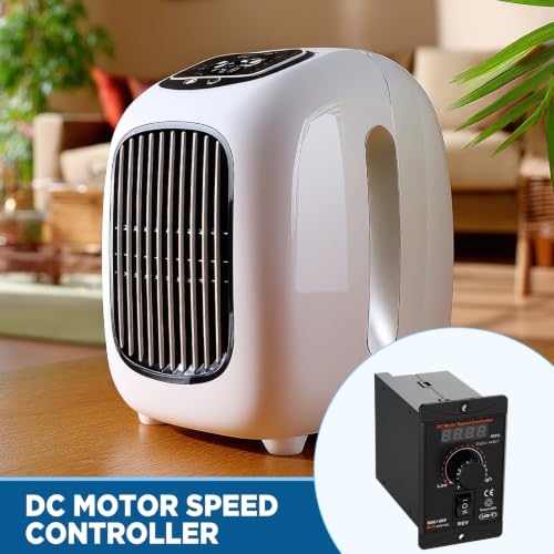 Sabary 6 Piece 12v 12rpm Dc Worm Gear Motor Kit with 20a Pwm Speed Controller for Forward and Reverse Control, High Torque Self-Locking Motor for DIY Automation, Robotics(Digital Display Controller) - style: Digital Display Controller