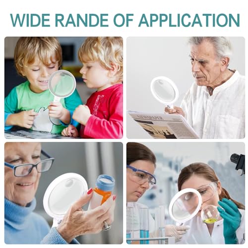 Large Magnifying Glass with 37 LED Light, 10X 20X 45X Handheld Illuminated - color: Grey & White, size: Magnifier with Light (No Case)