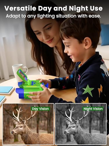 Acoath Binoculars for Kids with Night Vision Camera, Kids Telescope, 10X Optical Zoom, Magic Adventures Telescope Toys Gifts for Age 3, 4, 5, 6, 7, 8, 9, 10+ Years Old Boys Girls - color: Green