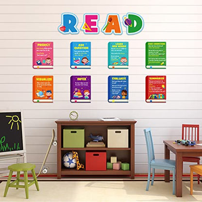 Reading Strategy Classroom Decorations Bulletin Board Poster Banner Set Classroom Supplies Decor for Daycare Library Kindergarten PreSchool Elementary Middle School(Read)