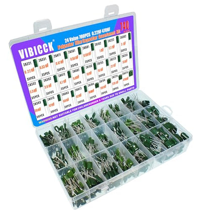 24 Value 740Pcs Metalized Mylar Polyester Film Capacitors Kit