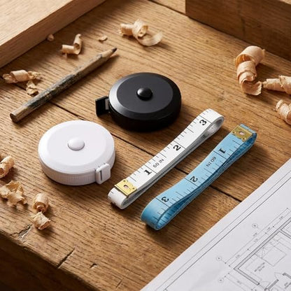 Soft Tape Measure 4 Pack 60" Body Measuring Retractable Cloth Sewing Tailor - color: Black + White + Blue