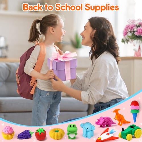 Palmatte 140PCS Animal Erasers Bulk Treasure Box Prizes for Kids Classroom