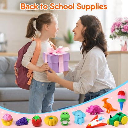 Palmatte 140PCS Animal Erasers Bulk Treasure Box Prizes for Kids Classroom