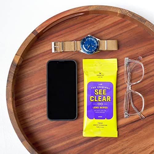 See Clear Original Lens Cleaning Wipes - Pre-Moistened Eyeglass & Screen Cleaning Cloth Towelettes - Streak Free, Scratch Free Lens & Electronic Screen Cleaner - 12 Resealable Packs of 16 (192 Wipes) - size: 16 Count (Pack of 12)