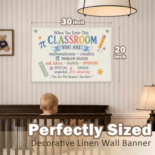 Math Classroom Decor Canvas Wall Hanging Banner - color: 04-Math Classroom - Inspirational Words