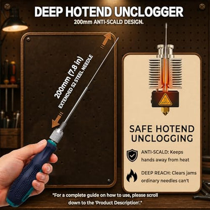 3D Printer Tools, 38-Piece 3D Printer Maintenance Kit, Deep Hotend Unclogging and Print Finishing Accessories Set, Gifts for Bambu Lab, Ender 3, Kobra Enthusiasts