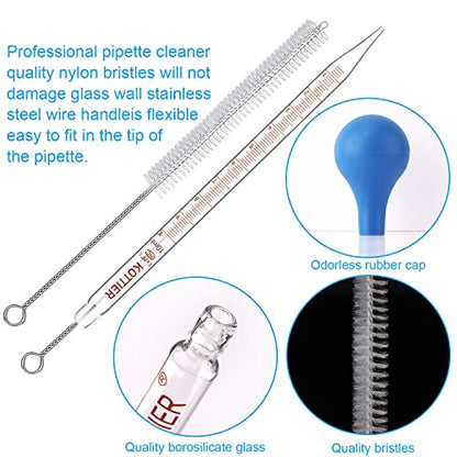 10ml Glass Pipettes Dropper, Lab Graduated Dropper for Liquid Essential Oil, Glass Transfer Pipette with Rubber Bulb and Cleaning Brush (3 pieces) - color: 3 pieces