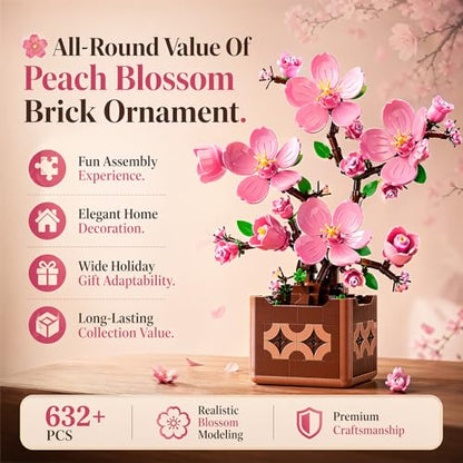 Botanicals Peach Blossom Artificial Flowers Building Set - color: Cherry Blossom Pink