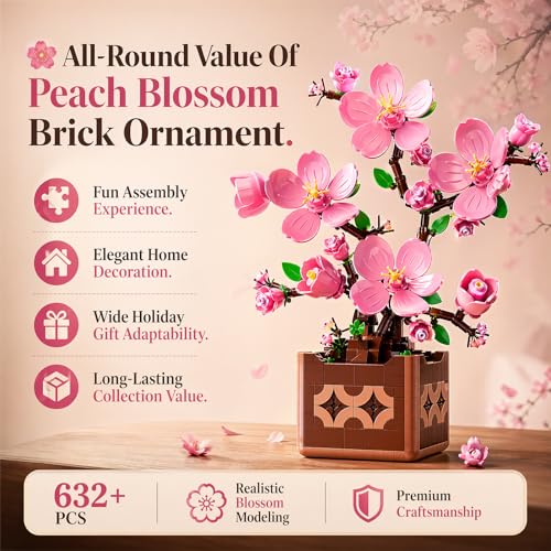 Botanicals Peach Blossom Artificial Flowers Building Set - color: Cherry Blossom Pink