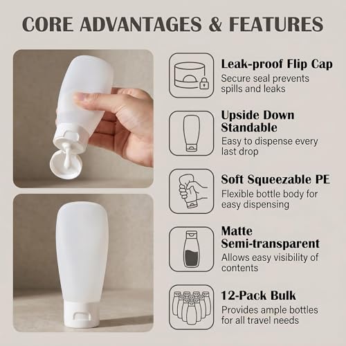 12PCS 150ML/5oz Empty Clear Refillable Cosmetic Soft Tube Squeeze Bottle With Flip Cap Makeup Container Shampoo Facial Cleanser Body Cream Bath Container Portable Cosmetics Travel Set For Women Lady