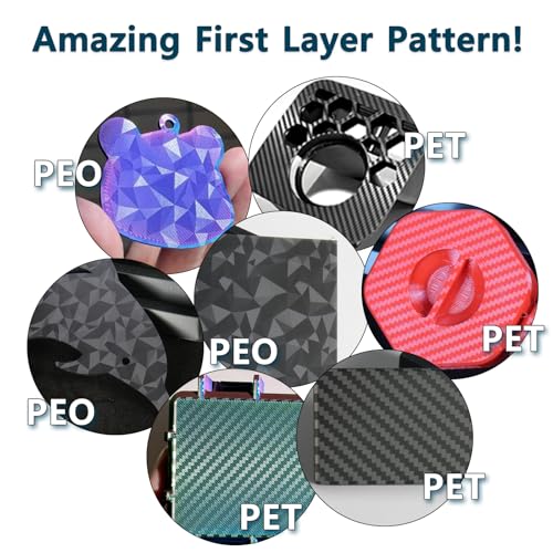 for Bambu Lab H2D/H2S Build Plate 355x346mm Double Sided PEO PET Build Plate Flexible Removable Spring Steel Heated Printing Bed Platform for Bambu Lab H2D 3D Printer(Carbon Fiber + Small Diamonds) - color: PEO+ PET