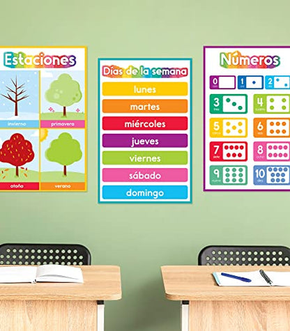 Carson Dellosa 16-Piece Spanish Early Learning Posters, 11" x 17" - style: Spanish Early Learning