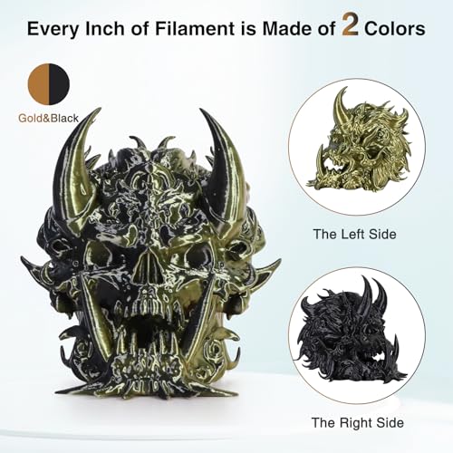 Black Gold Multicolor Silk PLA Filament 1KG Dual Color Change PLA - color: Black Gold