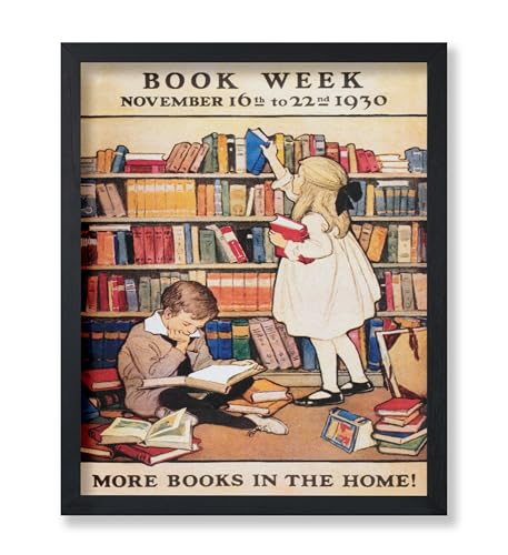 Poster Master Vintage Books Poster - Retro Book Week Print - Book Reader Wall Art - Gift for Girls, Boys, Bookworm, Librarian - Perfect Decor for Library, Classroom, Nursery - 8x10 UNFRAMED Wall Art - color: Style-14, size: 8"L x 10"W
