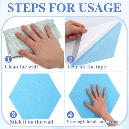 Mooliwe 8 Pcs 12 Inch Hexagon Cork Board Tiles Pins Clips, Blue - color: Blue