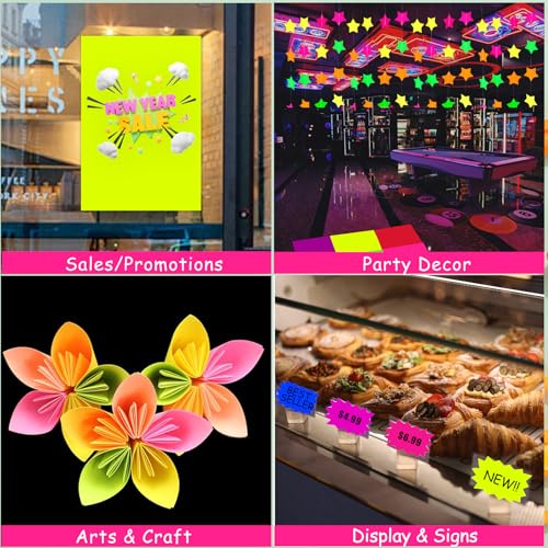 Poster Board 11 x 14 Inches, 64 Sheets Neon Paper 8 Color Fluorescent Paper Bright Cardstock 250 GSM/90 lb for Craft Project Presentation Drawing Graphic Display - color: Neon