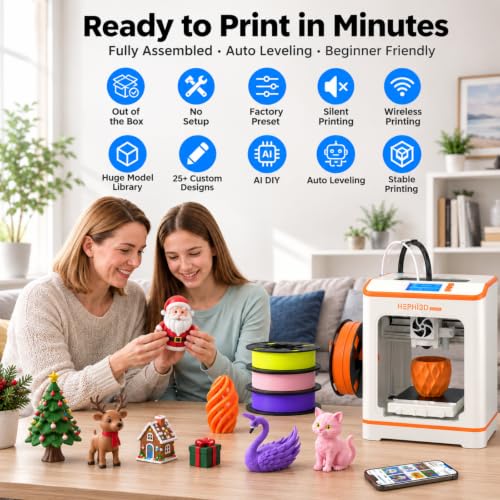 Hephi3d TINA2C 3D Printer for Kids & Beginners with Filament Starter Bundle - color: Orange/Yellow/Pink/Purple