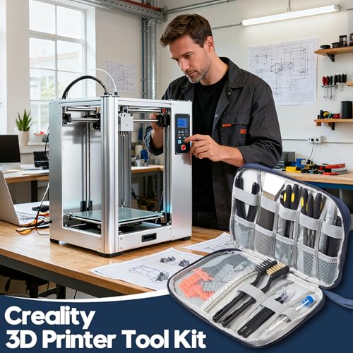 50-Piece 3D Printer Tool Kit, 3D Printing Accessories Compatible with FDM/SLA Printers, Including Nozzle Cleaning Kit, Scraper, Deburring Tool, Files, Brushes, with Storage Case, Starter Kit