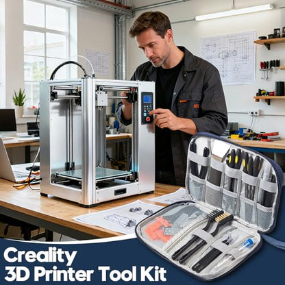 50-Piece 3D Printer Tool Kit, 3D Printing Accessories Compatible with FDM/SLA Printers, Including Nozzle Cleaning Kit, Scraper, Deburring Tool, Files, Brushes, with Storage Case, Starter Kit