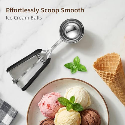 Extra Large Ice Cream Scoop 70MM, Trigger Release Stainless Steel Cookie Scoop, Portion Scoop 3.7 oz/105ml, Commercial Food Disher, for Portion Control, Cookie Dough, Cupcake Batter (7 Tablespoon) - size: 7 tbsp