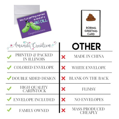 Amanda Creation Big Dill Card, 4x6 Blank Inside with Silver Envelope, Funny Wedding Card for Bride and Groom, Pickle Wedding Congratulations - style: Pickle
