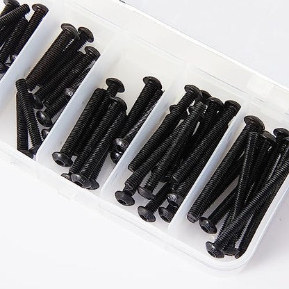 M4 x 20mm 25mm 30mm 35mm 40mm Button Head Socket Cap Screws Bolts, 10.9 Grade Alloy Steel, Black Oxide Finish, Metric Allen Hex Drive, Fully Threaded, Assortment Kit 50Pcs - size: Button M4x20-40 mm