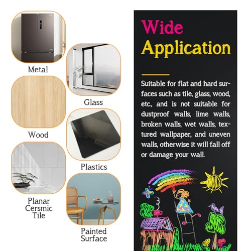 Magnetic Chalkboard Contact Paper for Wall, 47.2" x 18" Magnetic Wall Decal - color: Black 1pc, size: 47.2"W x 18"H