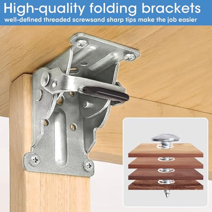 TopDirect 4 Pack Locking Hinge for Folding Table Brackets (Silver) - color: Silver, size: 4 Pack