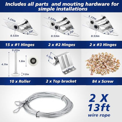 Lounsweer 117 Pcs Garage Door Roller Hardware Kit Nylon Quiet, White - color: White