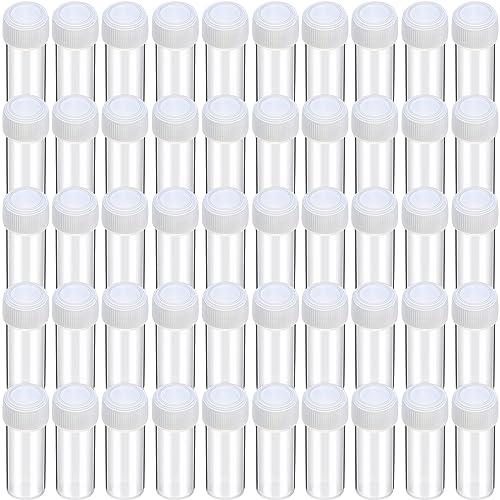 Lallisa 300 Pcs 5 ml Small Plastic Bottles Empty Pill Bottles Clear Vials with Clear Caps Small Sample Lab Plastic Test Tubes for Travel Storage Portable Lab Supplies