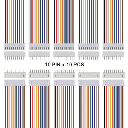 ACEIRMC 10Pairs JST-XH Connector Kit, XH 2.54mm 10 Pin Header Male and Female Connectors Plug Adapter with Flat Wire Cable 200mm 26AWG Compatible with JST XH (10P) - color: 10P